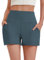 PINSPARK Gym Shorts Damen Laufshorts Hohe Taille Sport Hose Sportshorts Running Sporthose Bauchkontrolle Fitness Yoga Hosen Sommer Sport Shorts Weites Bein Jogginghose mit 2 Handytasche Graublau S