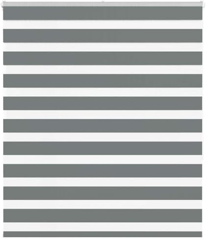 vidaXL Zebrarollo Dunkelgrau 125x150 cm Stoffbreite 120,9 cm Polyester, Zebra-Rollo, Doppelrollo, Zebra-Jalousie für Fenster, Doppelrollo, Zebra-Rollo