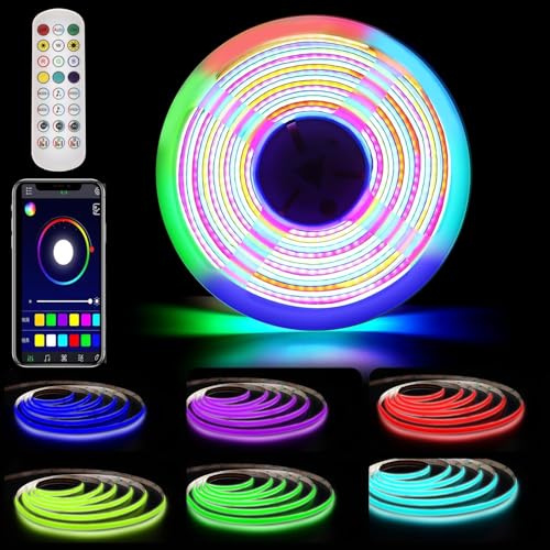 RGB+IC COB LED Streifen 10m, WS2811 LED Strip, 24V LED Streifen Adressierbar, LED Band Farbwechsel,Music Sync,mit App und Fernbedienung für Zuhause, Party
