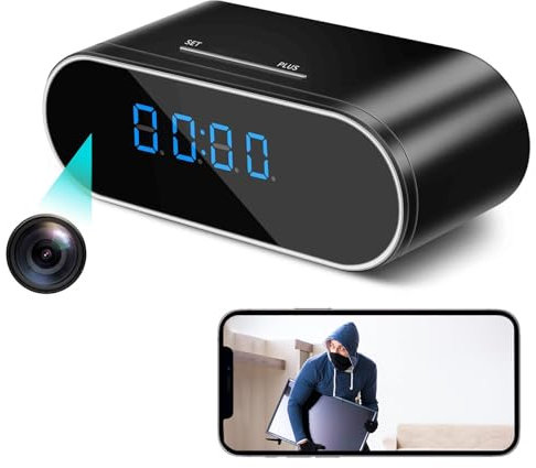WiFi Spy Camera Clock 1080P HD Hidden Camera Wireless Small Hidden Camera for Home Security Mini Indoor Secret Surveillance Camera Nanny Cam with APP Control Night Vision and Motion Detection