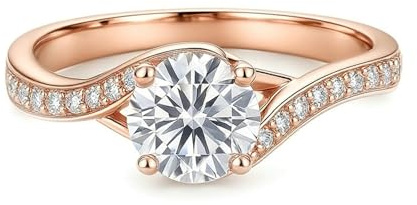 Skcess 18K Roségold Ring für Freundin, Trauringe Moissanit Def Moissanit Größe 53 (16.9)