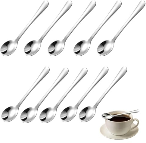 10 Pezzi Cucchiaini da Caffè Piccoli 7.5CM 304 Acciaio Inox Forchettine da Dolce Cucchiaini in Argento