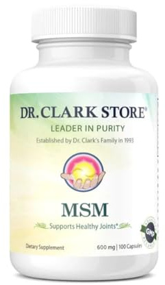 Dr Clark Store MSM Supplement 600mg 100 Gelatin Capsules Daily Bioavailable Dietary Sulfur for Comfortable Movement, Joint Flexibility and Skin Appearance Support, Gluten Free, Non-GMO, USA Made