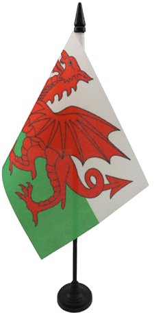 AZ FLAG - Tischflagge Wales - 15x10 cm - Walisische Tischfahne 10 x 15 Cm - Flaggen
