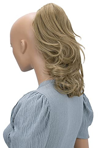 CAISHA 35cm Haarteil Helena Zopf Haarverlängerung mit Butterflyklammer Voluminös Gewellt Naturblond H104