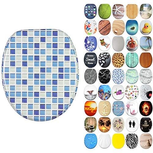 Sanilo Soft Close Toilet Seat, Wide Choice of New Toilet Seats, Stable Hinges, Easy to Mount (Mosaic Blue)