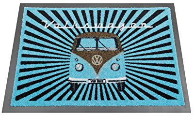 BRISA VW Collection - T1 Bus Camper Doormat Welcome rug | Volkswagen Doormat, Dirt Trapping Mat, robust, Washable, for Front Door, Garage, 70 x 50 cm, Samba Stripes/Multicolor