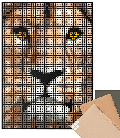 dot on Pixelart lion - DIY Poster 50x70 cm - Bastelset für Erwachsene - Bilder mit Klebepunkten Stickerset Mosaik Pixelart Aufkleber Basteln Selbermachen DIY Löwe Lion