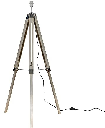 MiniSun | Modern Distressed Wood and Silver Chrome Tripod Floor Lamp Base | Floor Lamps & Torchieres, Home Décor & Improvement Essential