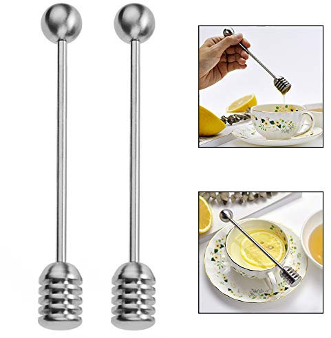 Xrten Set von 2 Edelstahl Honiglöffel,Honig und Sirup Dipper Stick Server Löffel Set