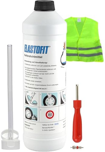ELASTOFIT Nachfüllpack Pannenset Reifendichtmittel Ersatzflasche für alle PKW 10 Jahre haltbar (700ml Plus)