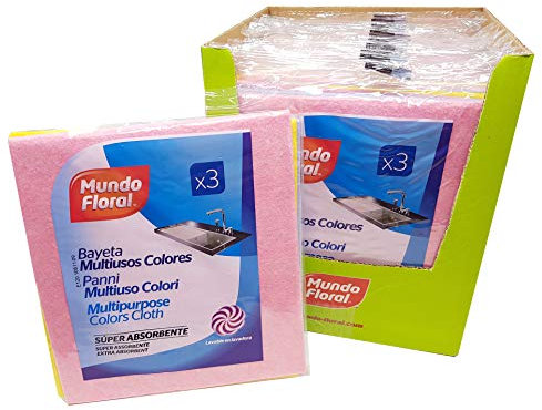Mundo Floral. 45 Bayetas Multiusos Super Absorbentes. Bayetas para Todo Tipo de Superficies, Limpian y Absorben en Cocinas, Azulejos, Aseos y Mobiliario