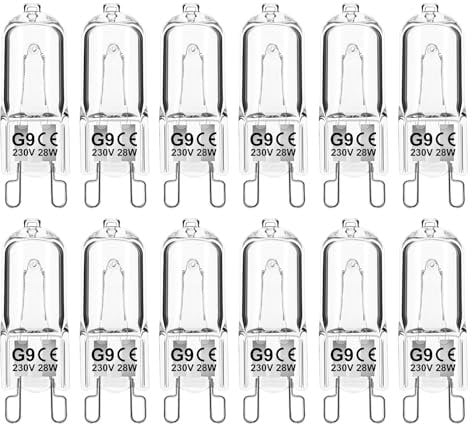 Jaenmsa G9 Halogen Leuchtmittel 12 Stück, G9 28W 230V Dimmbar Halogenlampen, Nicht Flimmern Kapsel Glühbirnen, Warmweiß Lampen 2700K für Backofenlampe, Deckenleuchten, Leuchter