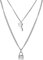 JewelryWe Schmuck Halskette Herren Damen Edelstahl Schloss Schlüssel Anhänger mit Gravur 2-lagig Layer Kette Choker für Männer Frauen Silber
