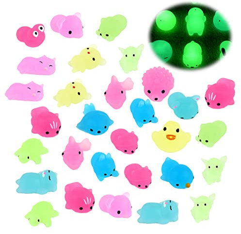 30 Pezzi Squishy Luminoso RosyFate Squishy Mini Set, Squishy Kawaii, Squishy Kawaii Animali, Creature Luminose, Stili Casuali