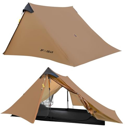 RDYMONKEY UL Gear Lanshan 2 Zelt 2 Personen Ultraleichtes Wasserdichtes Professionelles Wanderzelt für 2 Person Camping Doppelschicht (3 Jahreszeiten,Khaki)