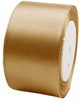 Satinband Champagner Gold 50mm, 23 Meters Dekoration Präsent Geschenkband breit Schleifenband, Stoffband für kleid Hochzeit, Taufe und Geburtstag Geschenke,Satin Dekoband, Deko Band Geschenkverpackung