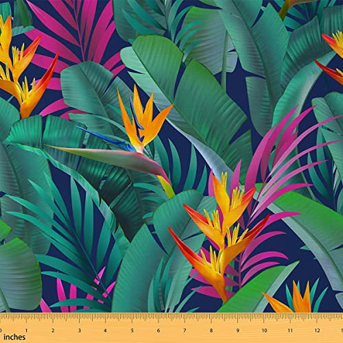 Tropical Leaf Upholstery Fabric by The Yard,Exotic Floral Banana Leaves Reupholstery Fabric for Chairs,Palm Leaf Jungle Flowers Fabric for Outdoor and DIY Projects,3 Yards,(L276*W150cm) Green