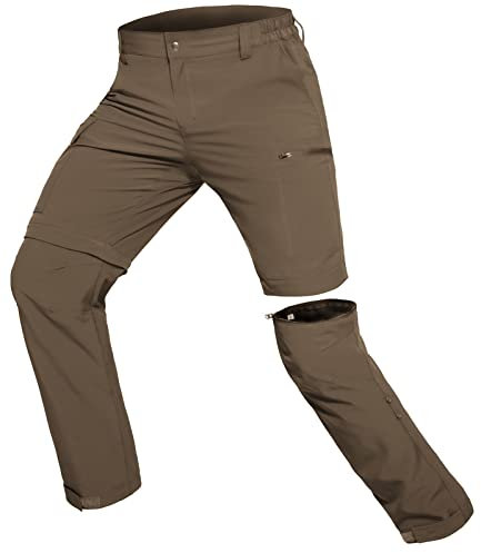 Hiauspor Wanderhose-Herren-Zip-Off-Outdoorhose-Sommer-Leicht-Trekkinghose-Atmungsaktiv-Schnell-Trockend-Funktionshose-Softshellhose-mit-5-Tiefe-Taschen (XXL, Braun)