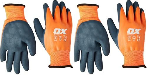 OX Waterproof Thermal Latex Glove Size 9 / Large (Pack of 2)