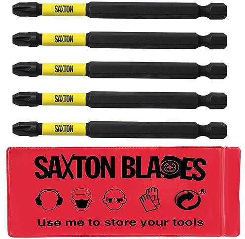 5 x Saxton 89mm PZ3 Magnetic Impact Screwdriver Driver Bits Set Pozi Pozidriv Heavy Duty Compatible with Dewalt Milwaukee Bosch Makita etc