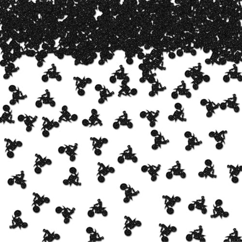 100pcs Motorrad Konfetti Schwarz Glitzer Motorrad Tisch Konfetti für Baby Shower Motorrad Papier Streuung Reiter Racing Sport Party/Jungen Geburtstag Party Tischdekoration