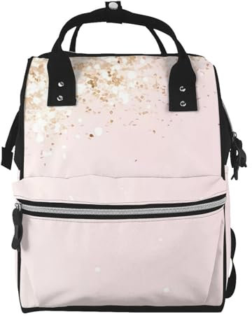 OrcoW Wickeltasche für Mama und Vater, Roségold, Glitzer-Druck, große Kapazität, multifunktional, wasserdicht, Schwarz , One size
