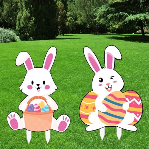 Hasendeko Ostern Gartenstecker Acryl Dekorativer Deko Stecker Garten Stecker Frühling Ostern Deko Gartendeko Osterdeko Ostern Kaninchen Deko Gartenstecker Frühling Deko Garten Ostern (b-B, One Size)
