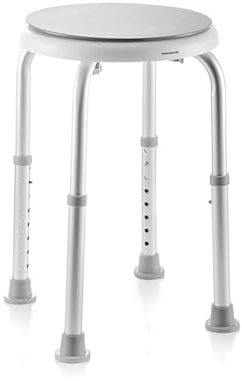 Duschhocker für Senioren höhenverstellbar & drehbar | Duschsitz klein & modern 130 kg Tragkraft | Duschstuhl rutschfest 360° drehbar für weniger Aufwand bei Pflege | Badhocker & Badewannenhocker