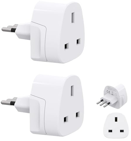2 PCS UK to Italy Plug Adapter, Travel Plug Adapter UK to Italy, Italy Plug Adapter uk, Type L Travel Adaptor, for Use in Italy, Chile, Ethiopia, Libya, Syria, Tunisia, Uruguay
