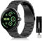 SeNool Armband Kompatibel mit Google Pixel Watch 3 45 mm, [Metall Ersatzarmband] [Edelstahl] [Schweiß und Korrosionsbeständig] [Faltschließe] Uhrenarmband für Google Pixel Watch 3 45 mm - Schwarz