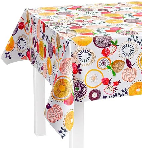 LILENO HOME Tischdecke abwaschbar als Meterware 240x140cm (Schnittkante) in Früchte-Mix Motiv - Wachstuchtischdecke wasserabweisend ideal als Tischtuch o. Tischläufer für Bierzeltgarnitur