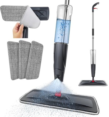Spray Mop | Microfiber Spray Mop for Floor Cleaning Wet Dry, 360 Degree Spin Dust Home Kitchen Hardwood Floor Flat Mops with 700ML Refillable Bottle Include 1 Microfiber Reusable Pads
