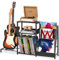 LELELINKY mobile giradischi e porta vinili,Elettrica e Basso con Supporto Amplificatore,Armadio per Vinili con 3 Livelli, Capienza 150 Album di mobili porta giradischi（nera）