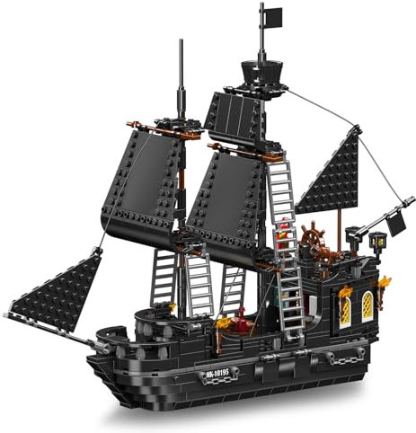 Mould King Black Pearl Piratenschiff Bausteine Spielzeug Set, 932 Teiles Piratenschiff Klemmbausteine, Kreatives Bausatz Geschenk für Jungen Mädchen ab 8 Jahren