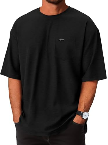 YawYews Mens Athletic Oversized Tshirts Lightweight Moisture Wicking Quick Dry Workout Tee with Pocket