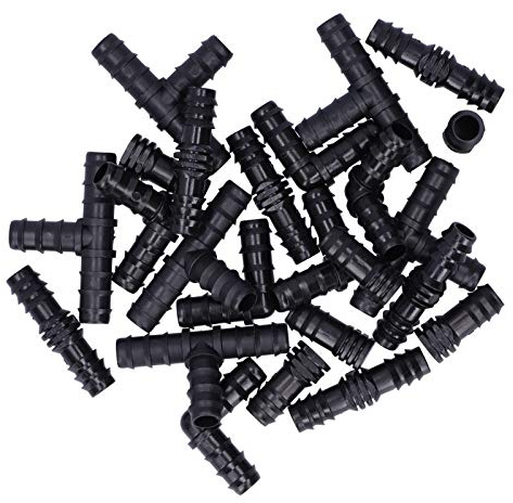 Ejoyous 24 Pezzi Kit di Raccordi per Irrigazione a Goccia Set di Connettori Spinati per Tubi 1/2 con Design a Prova di Perdite in Plastica ABS Easy Installation Gardens Greenhouses