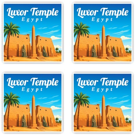 Aufkleber: 100 mm, 4 Stück - großer Reise Sticker Luxor Temple Egypt Ägypten Motiv