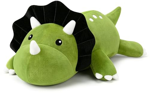 Xfrog Beschwertes Dinosaurier Kuscheltier Süßes Triceratops Plüschtier 25CM | Weiches Dino-Stofftier mit Herausnehmbarem Gewichtssack, Gewichtetes Plüschkissen Geschenk für Kinder & Erwachsene
