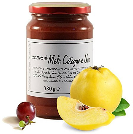 Mantener membrillos y uvas sin azúcar San Benedetto - Producto artesanal italiano (1 tarro de 380 gramos)