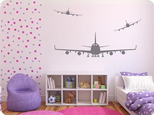 Wandtattoo Aufkleber Wandtatoo Flugzeug Flieger Jumbo Kinderzimmer 3er Set 558