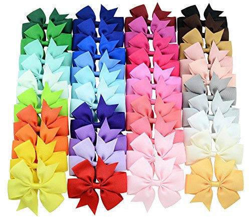 40 Pcs Bébé Filles Pinces À Cheveux Doux Grosgrain Ruban Arcs Alligator Cheveux Barrettes pour Adolescents Enfants Enfant (40 pièces)