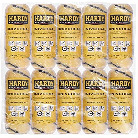 HARDY WORKING TOOLS 10x rullo di verniciatura 18cm, lunghezza del pelo 13mm, diametro 48mm, rotolo di verniciatura, Telai per rulli, giallo-bianco