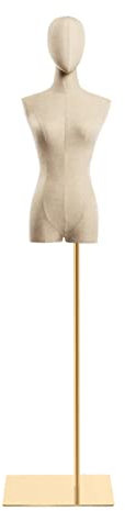 GXFWJD Schneiderpuppe Schneiderbüste Leinenbezug stoffbezogenen Oberkörper Arme und Finger aus Holz beliebig verstellbar mit Höhenverstellbar und rechteckiger Sockel (Size : A)