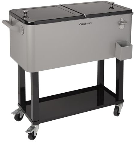Cuisinart CCC-3517 Tragbarer 80 Quart Outdoor-Kühlwagen mit doppelseitigem Deckel, Grillwagen mit Flaschenöffner (passend für 100 Dosen oder 50 Flaschen)