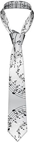DMORJ Musiknoten-Wand-Herren-Krawatten: 144 x 7,9 cm, schmale Krawatte, lustig, langlebig, für Schule, Hochzeiten, Party-Geschenk., Schwarz, Einheitsgröße