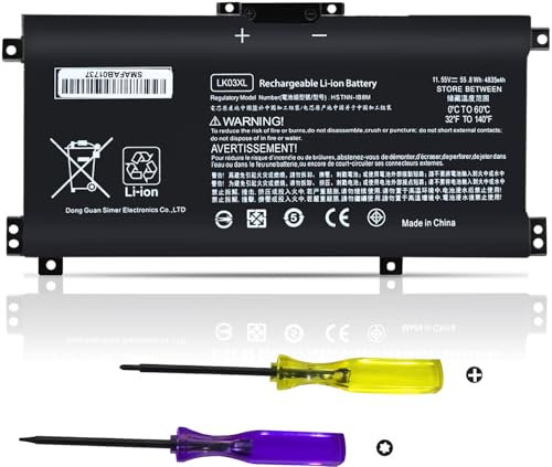 LK03XL Batterie pour HP Envy X360 Convertible 15m-cn0xxx 15-cr0xxx 15m-cn0012dx 15m-bp0xx 15-bq2xx 15M-cn0011dx 15m-bp112dx 15m-bp1xx 17-ae1xx 15m m-bq02 1dx 17m-ae111dx L09281-855 L08855-856