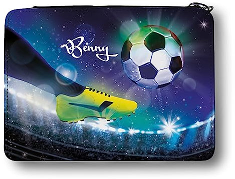 Wandtattoo Loft Gefüllte Federmäppchen Jungen mit Fussball Motiv, personalisierbar mit Wunschnamen, Federmappe Grundschule, Schulmäppchen Jungen, Federtasche Jungen, Federmappe Jungen, Federetui
