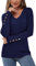 Newshows Women's Jumpers for Women UK Long Sleeve Tops V Neck Ladies Fit Knitted Sweater Warm Pullover Navy Blue