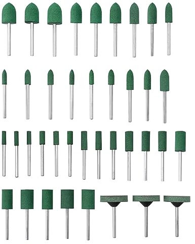 Bestgle 39 Pcs Cabezal de Pulido de Caucho, Brocas de Goma, Puntas de Pulido de Goma de Accesorios para Herramientas Rotativas